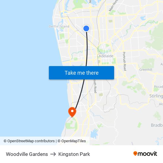 Woodville Gardens to Kingston Park map