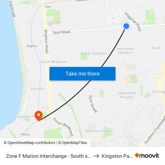 Zone F Marion Interchange - South side to Kingston Park map