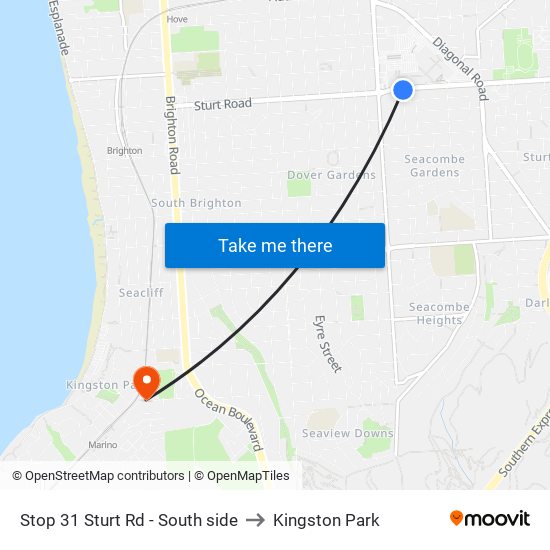 Stop 31 Sturt Rd - South side to Kingston Park map