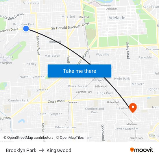 Brooklyn Park to Kingswood map