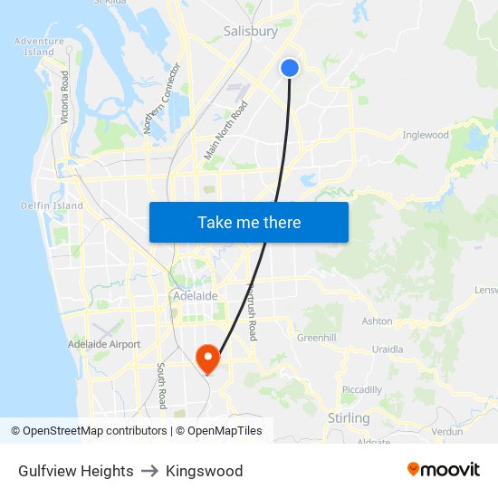 Gulfview Heights to Kingswood map