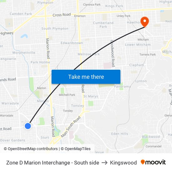 Zone D Marion Interchange - South side to Kingswood map