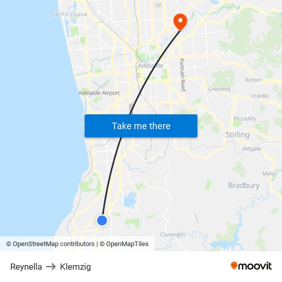 Reynella to Klemzig map