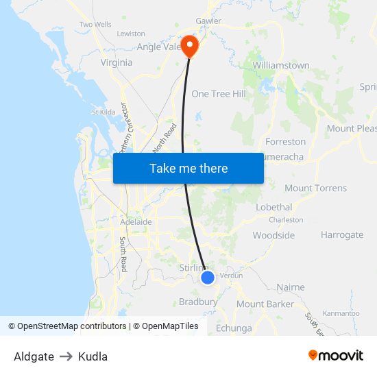 Aldgate to Kudla map