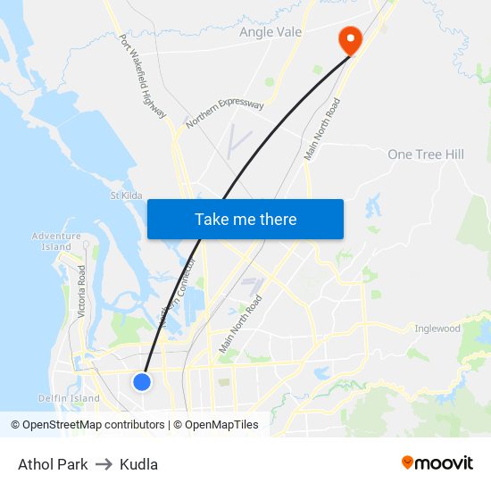 Athol Park to Kudla map