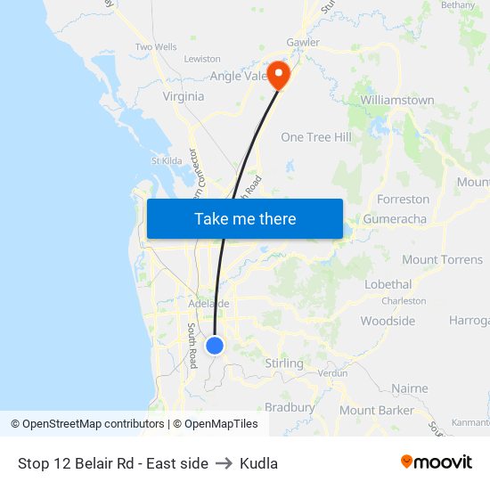 Stop 12 Belair Rd - East side to Kudla map