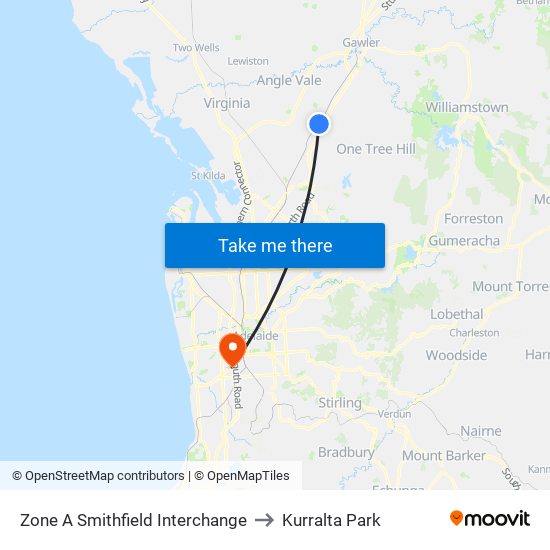 Zone A Smithfield Interchange to Kurralta Park map