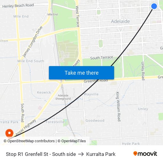 Stop R1 Grenfell St - South side to Kurralta Park map