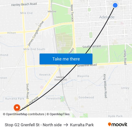 Stop G2 Grenfell St - North side to Kurralta Park map