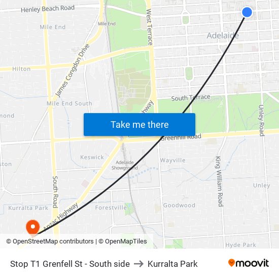 Stop T1 Grenfell St - South side to Kurralta Park map