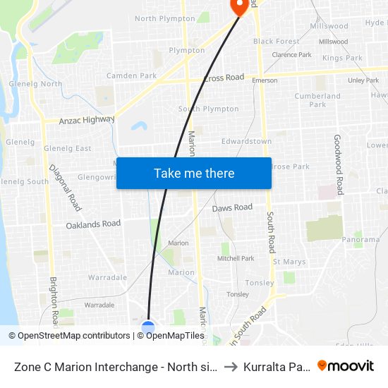Zone C Marion Interchange - North side to Kurralta Park map