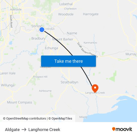 Aldgate to Langhorne Creek map