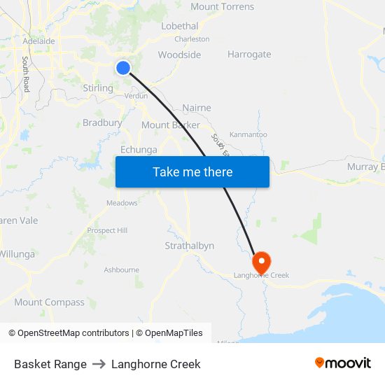 Basket Range to Langhorne Creek map