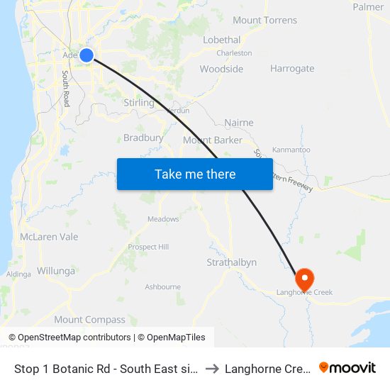 Stop 1 Botanic Rd - South East side to Langhorne Creek map