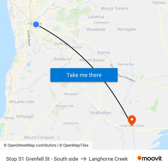 Stop S1 Grenfell St - South side to Langhorne Creek map