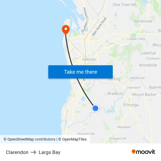 Clarendon to Largs Bay map