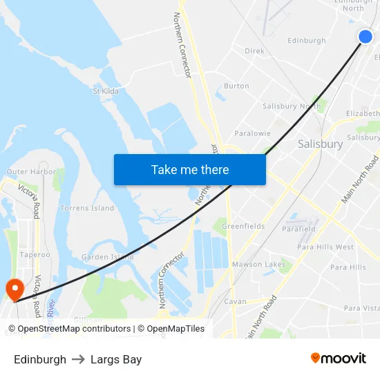 Edinburgh to Largs Bay map