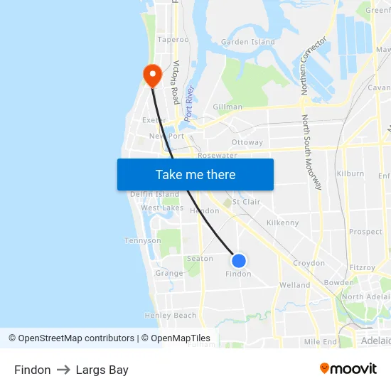 Findon to Largs Bay map
