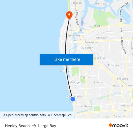 Henley Beach to Largs Bay map