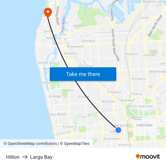 Hilton to Largs Bay map