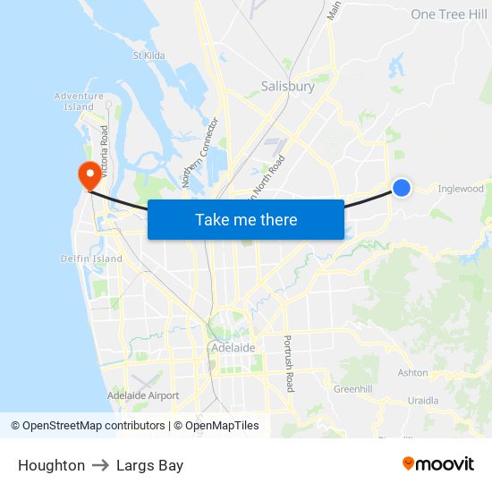 Houghton to Largs Bay map