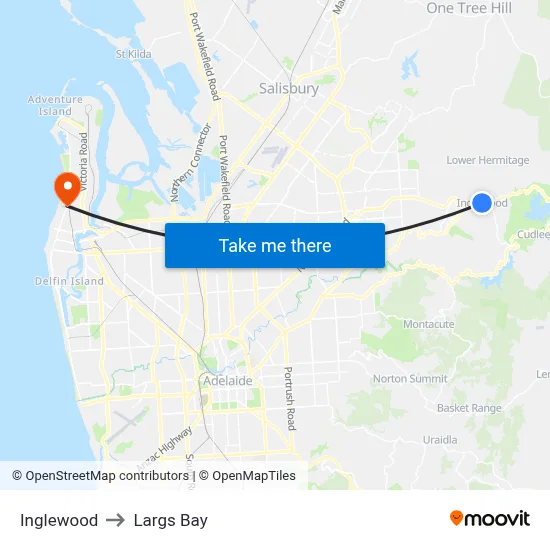 Inglewood to Largs Bay map