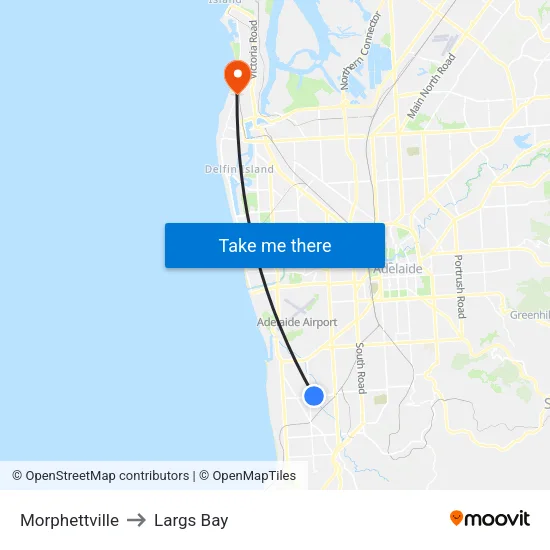 Morphettville to Largs Bay map