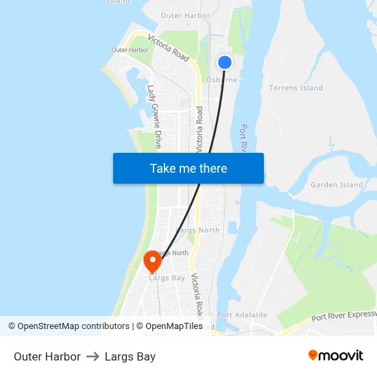 Outer Harbor to Largs Bay map