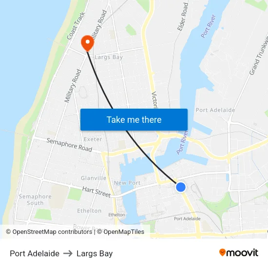 Port Adelaide to Largs Bay map