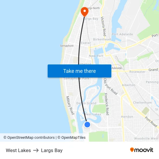 West Lakes to Largs Bay map