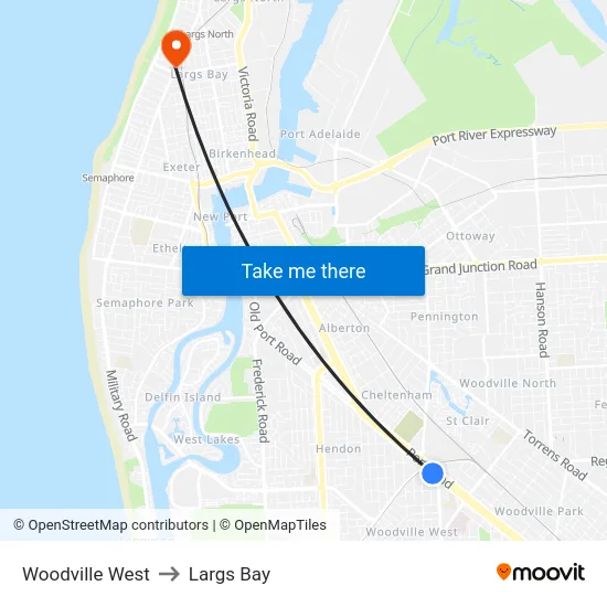 Woodville West to Largs Bay map