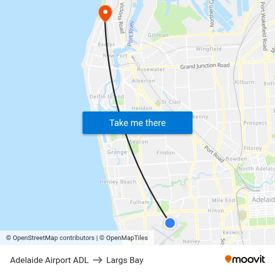 Adelaide Airport ADL to Largs Bay map