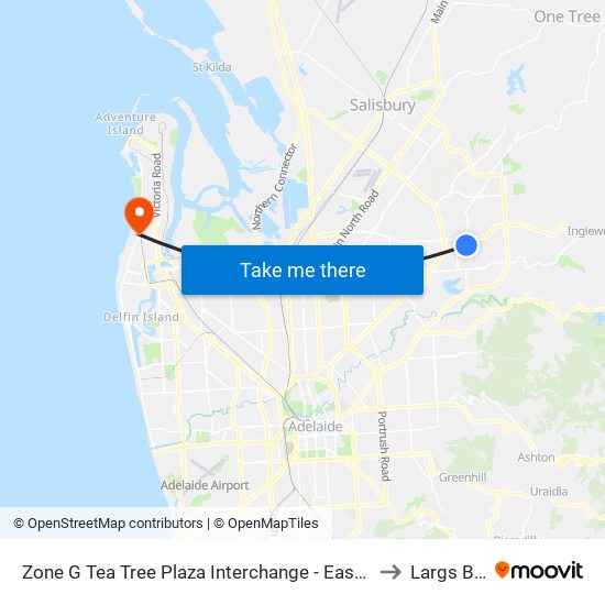 Zone G Tea Tree Plaza Interchange - East side to Largs Bay map