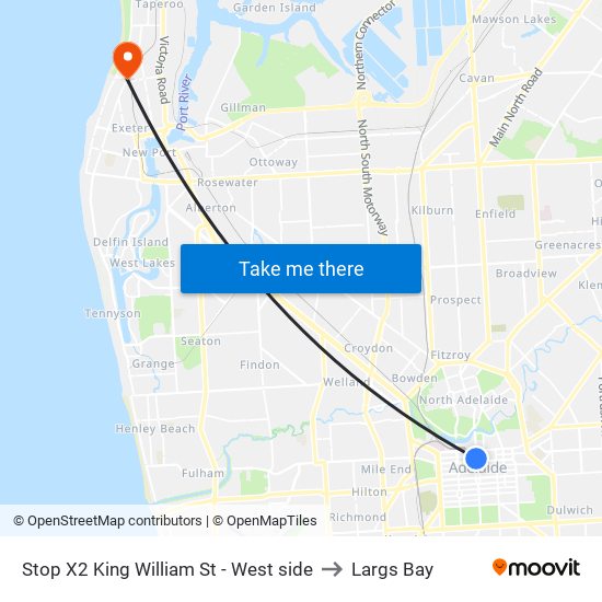 Stop X2 King William St - West side to Largs Bay map