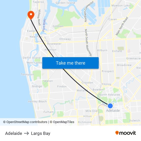 Adelaide to Largs Bay map