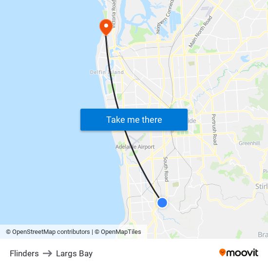 Flinders to Largs Bay map