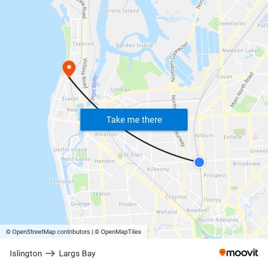 Islington to Largs Bay map