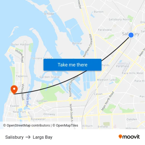 Salisbury to Largs Bay map