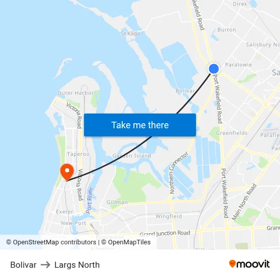 Bolivar to Largs North map