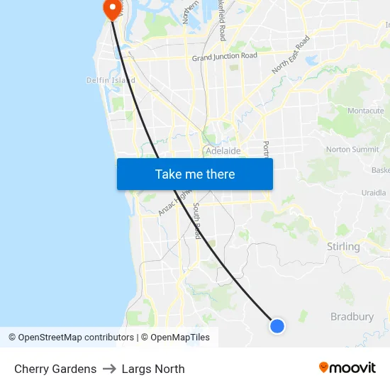 Cherry Gardens to Largs North map