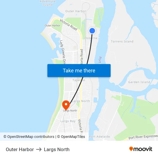 Outer Harbor to Largs North map