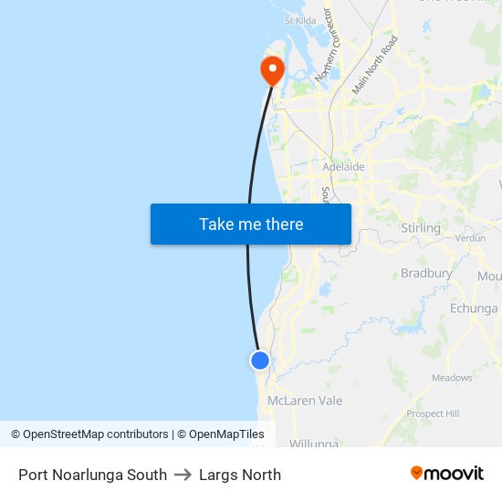 Port Noarlunga South to Largs North map