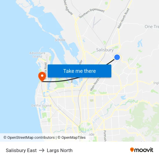 Salisbury East to Largs North map