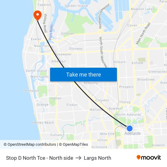 Stop D North Tce - North side to Largs North map