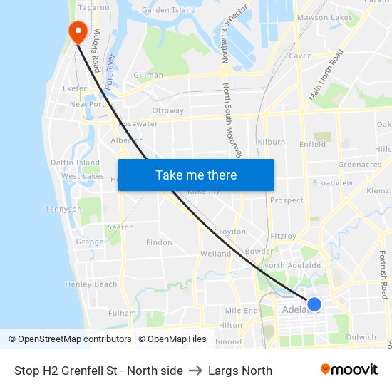 Stop H2 Grenfell St - North side to Largs North map