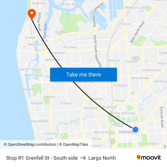 Stop R1 Grenfell St - South side to Largs North map