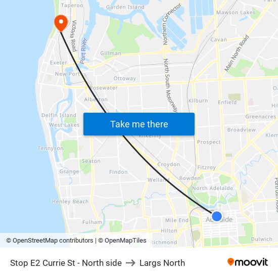 Stop E2 Currie St - North side to Largs North map