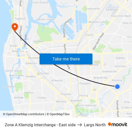 Zone A Klemzig Interchange - East side to Largs North map