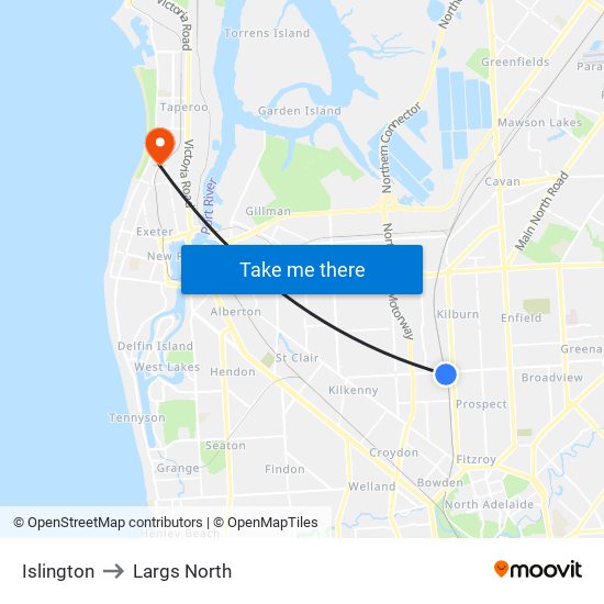 Islington to Largs North map