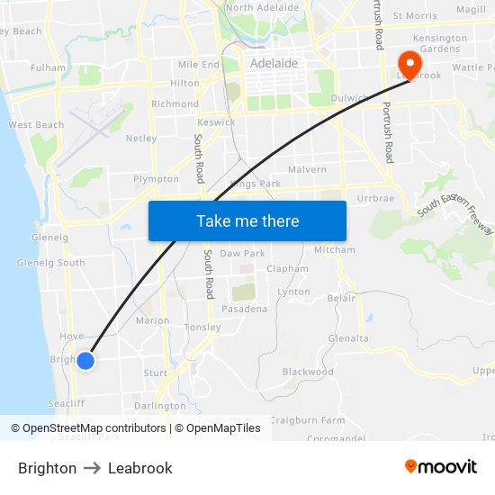 Brighton to Leabrook map